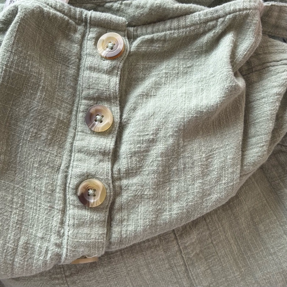 Billabong Stargazer 100% Cotton Jumpsuit, sage green, cropped leg, gauzy, XL - Picture 10 of 12